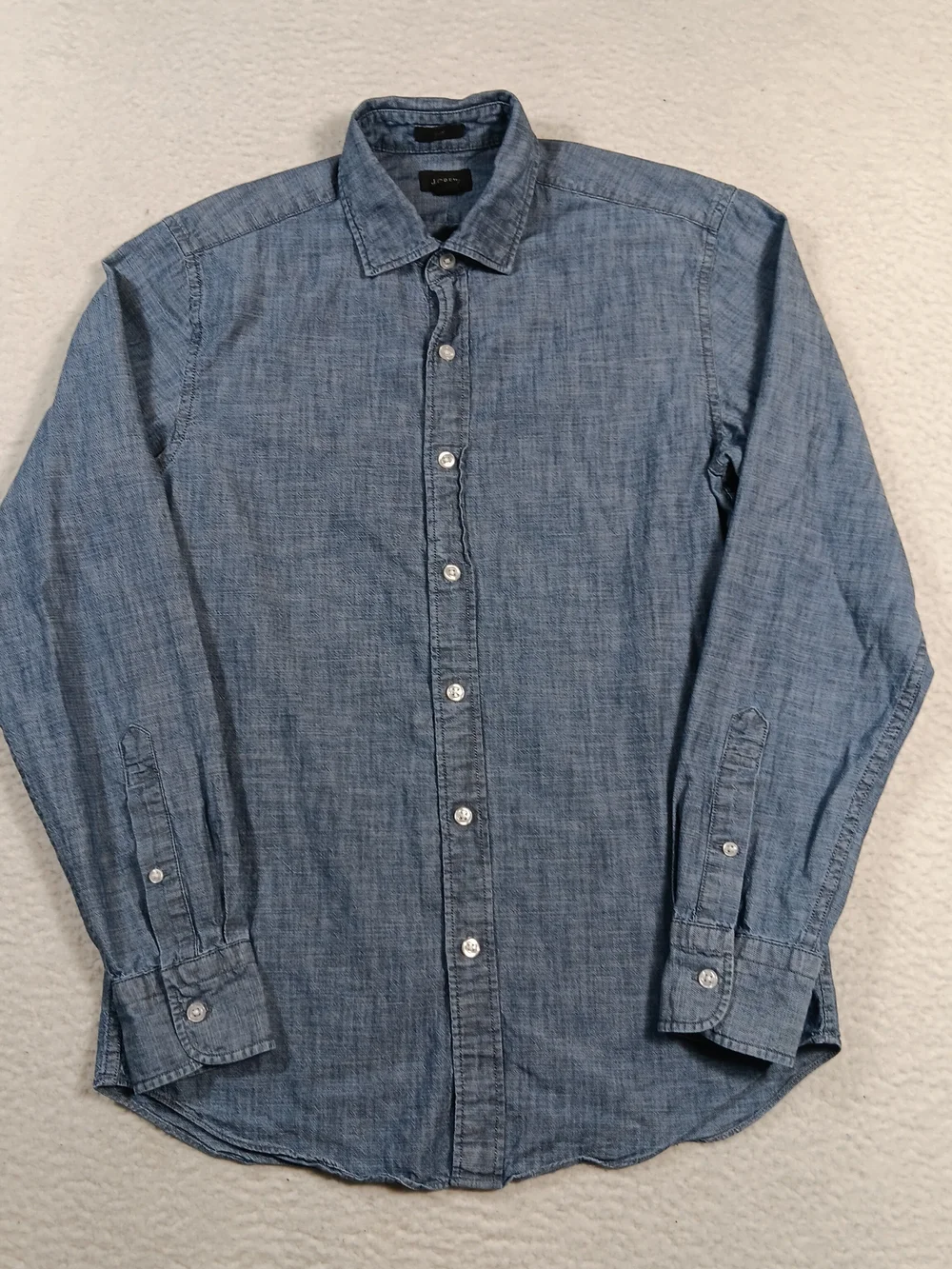 J Crew Shirt Mens Small Blue Chambray Slim Fit Long Sleeve Button Up Workwear